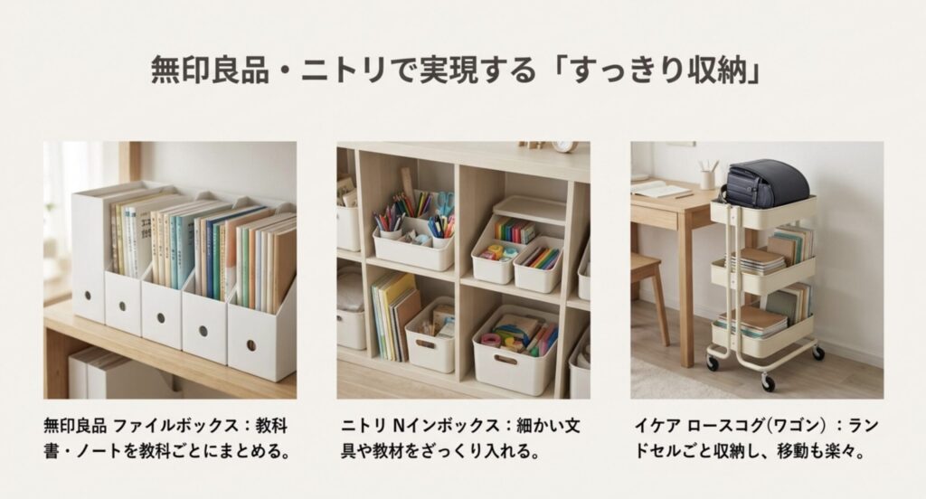 無印良品・ニトリ・IKEAを使った具体的な収納グッズの実例