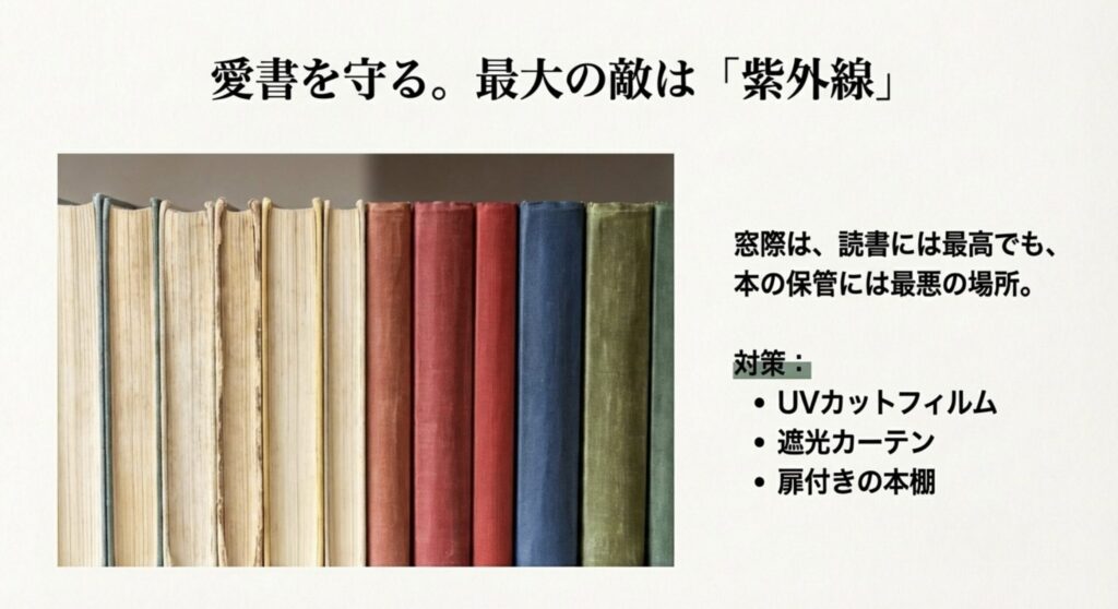 本の天敵である紫外線対策と窓際のリスクについての解説